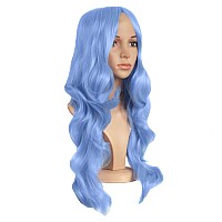 MapofBeauty 24 Inch/60cm Charming Synthetic Long Wavy Side Bangs Women Party Anime Cosplay Wig (Periwinkle)