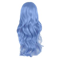 MapofBeauty 24 Inch/60cm Charming Synthetic Long Wavy Side Bangs Women Party Anime Cosplay Wig (Periwinkle)