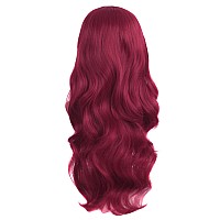 MapofBeauty 24 Inch/60 cm Charming Synthetic Long Wavy Side Bangs Women Party Anime Cosplay Wig (Red)