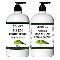 Zatural Natural Neem Shampoo Conditioner Kit Health Soothing Healing For Sensative Scalp Hair Nourish Repair 16Oz Sham