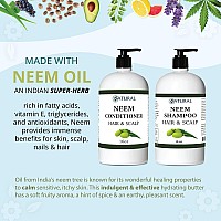 Zatural Natural Neem Shampoo Conditioner Kit Health Soothing Healing For Sensative Scalp Hair Nourish Repair 16Oz Sham