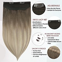 Full Shine Brown Hair Extensions With Wire 16 Inch 90 Grams Human Hair Wire Extensions Double Weft Ash Brown Ombre Platinum Blonde Mix Blonde Headband Hairpiece Extensions For Women