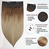 Full Shine Clip In Human Hair With Fishing Wire Balayage Golden Brown To Dirty Blonde Hair Extension For Women Secrets Hairpieces Remy Hair Extensions With Transparent Fish Line 90 Grams 20 Inch