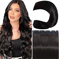 Snoilite Clip In Human Hair Extensions Clip In Hair Extensons 100 Real Human Hair One Piece5 Clips 34 Full Headthicker Hair