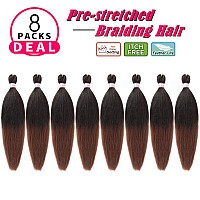 Dorsanee Ombre Brown Braiding Hair Pre Stretched 20 Inch 8 Packs Braiding Hair Extensions For Crochet Box Braids Twists Locs Hai