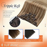 Full Shine Balayage Clip In Hair Extensions Real Human Hair 22 Inch Blonde Human Hair Extensions Clip Ins Golden Brown To Golden