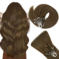 Easyouth Brown Micro Link Hair Extensions Human Hair Silky Micro Ring Hair Extensions Human Hair Medium Brown Micro Beads Hair E