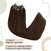 Easyouth Brown Micro Link Hair Extensions Human Hair Silky Micro Ring Hair Extensions Human Hair Medium Brown Micro Beads Hair E