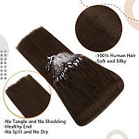 Easyouth Brown Micro Link Hair Extensions Human Hair Silky Micro Ring Hair Extensions Human Hair Medium Brown Micro Beads Hair E