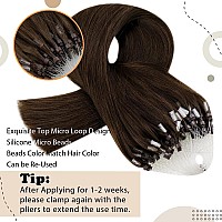 Easyouth Brown Micro Link Hair Extensions Human Hair Silky Micro Ring Hair Extensions Human Hair Medium Brown Micro Beads Hair E