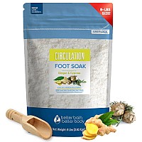 Circulation Foot Soak 128Oz 8Lbs Epsom Salt With Natural Ginger Cypress Eucalyptus And Lavender Essential Oils Plus Vitami