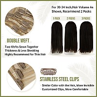 Full Shine Clip in Hair Extensions Real Human Hair Caramel Blonde Mix Light Blonde Remy Clip in Extensions Double Weft Brazilian Clip in Human Hair 120 Grams 7 Pcs 20 Inch