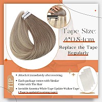 Full Shine Tape In Extensions Human Hair 16 Inch Seamless Skin Weft Tape Hair Balayage Color 8 Ash Brown To 18 Ash Blonde And 60