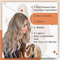 Full Shine Tape In Extensions Human Hair 16 Inch Seamless Skin Weft Tape Hair Balayage Color 8 Ash Brown To 18 Ash Blonde And 60