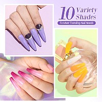 Azurebeauty Dip Powder Nail Kit Color Changing Glitter Pink Blue Purple Orange Mood Temperature Dipping Powder Liquid Set With