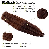 Highlighted Tape In Extensions Human Hair Medium Brown With Medium Auburn Mixed Real Hair Double Sided Adhesive Tape Seamless Sk