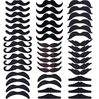 HESTYA 48 Pieces Fake Mustaches Halloween Self Adhesive Novelty Fake Beard French Pirate Detective Moustache Stickers Mexican Fiesta christmas Party Supplies Masquerade Party Accessories