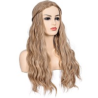 Morvally Long Blonde Wavy Synthetic Hair Wigs For Women Halloween Cosplay Costume Wig Light Brown