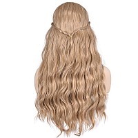 Morvally Long Blonde Wavy Synthetic Hair Wigs For Women Halloween Cosplay Costume Wig Light Brown