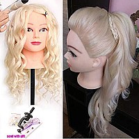 Mannequin Head, Beauty Star-Mannequin Head with 70% Real Human Hair, Manicanequin Head with Hair, Doll Head for Hair Styling, Training Head, Cosmetology Manikin Head with Clamp Stand and Braid Accessories Kit (Suitable for Straightening, Curling)