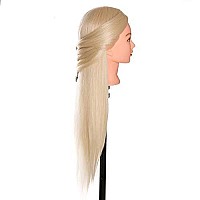 Mannequin Head, Beauty Star-Mannequin Head with 70% Real Human Hair, Manicanequin Head with Hair, Doll Head for Hair Styling, Training Head, Cosmetology Manikin Head with Clamp Stand and Braid Accessories Kit (Suitable for Straightening, Curling)