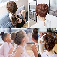 Tsmaddts Hair Bun Maker Accessories Kit With 7Pcs Donut Bun Makers 5Pcs Elastic Bands 20Pcs Hair Pins Dark Brown