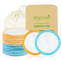 wegreeco Cotton Rounds Reusable - 16 Pack Reusable Bamboo Makeup Remover Pads - Bamboo Cotton Cloth for Removing Makeup - Reusable Facial Pads Cotton Rounds (Bamboo Velour, Graceful)