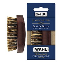 Wahl Small Travel Beard Brush With 100% Boar Bristles With Firm Natural Hair For Grooming & Styling - Wood Handle For Beards, Mustaches, Skin & Hair Care - Model 3346