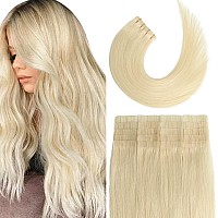 Aison Platinum Blonde Tape In Hair Extensions Human Hair Extensions Tape In Extensions Silky Straight For Fashion Women 20 Pcsp