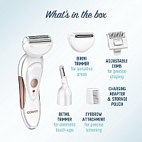 Conair All-In-1 Body And Facial Hair Removal For Women, Cordless Electric Trimmer & Shaver, Perfect For Face, Ear/Nose, Eyebrows, Legs, And Bikini Lines