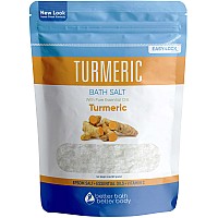 Turmeric Bath Salt 32 Oz Epsom Salt with Essential Oils Turmeric, Cinnamon, Orange Plus Vitamin C in BPA-Free Pouch with Easy Press-Lock Zipper | Natural Bath Soak to Relieve & Soothe | Made in USA