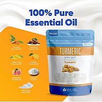 Turmeric Bath Salt 32 Oz Epsom Salt with Essential Oils Turmeric, Cinnamon, Orange Plus Vitamin C in BPA-Free Pouch with Easy Press-Lock Zipper | Natural Bath Soak to Relieve & Soothe | Made in USA