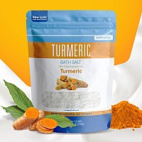 Turmeric Bath Salt 32 Oz Epsom Salt with Essential Oils Turmeric, Cinnamon, Orange Plus Vitamin C in BPA-Free Pouch with Easy Press-Lock Zipper | Natural Bath Soak to Relieve & Soothe | Made in USA