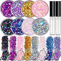 8 Jars Of Cosmetic Chunky Glitter Shimmer Body Face Hair Eye Musical Festival Carnival Dance Halloween Party Beauty Makeup Tempo