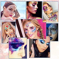 8 Jars Of Cosmetic Chunky Glitter Shimmer Body Face Hair Eye Musical Festival Carnival Dance Halloween Party Beauty Makeup Tempo