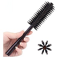 Small Round Hair Brush for Thin or Short Hair, Mini Round Mixed Boar Bristle Beard Brush for Men