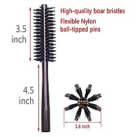 Small Round Hair Brush for Thin or Short Hair, Mini Round Mixed Boar Bristle Beard Brush for Men