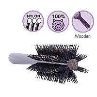 Small Round Hair Brush for Thin or Short Hair, Mini Round Mixed Boar Bristle Beard Brush for Men