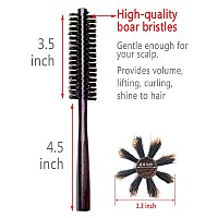 PERFEHAIR Small Round Hair Brush for Thin or Short Hair, Mini Round Boar Bristle Beard Brush for Men & Women