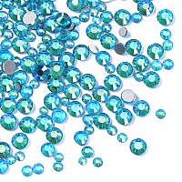 Jollin 3456Pcs Flatback Rhinestones Glass Charms Diamantes Gems Stones For Nail Art 6 Size Ss4Ss12 Aquamarine Ab