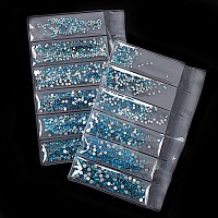 Jollin 3456Pcs Flatback Rhinestones Glass Charms Diamantes Gems Stones For Nail Art 6 Size Ss4Ss12 Aquamarine Ab