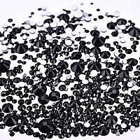 Jollin 3456Pcs Flatback Rhinestones Glass Charms Diamantes Gems Stones For Nail Art 6 Size Ss4Ss12 Jet