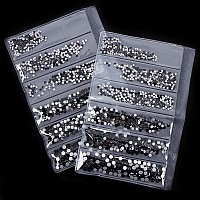 Jollin 3456Pcs Flatback Rhinestones Glass Charms Diamantes Gems Stones For Nail Art 6 Size Ss4Ss12 Jet