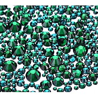 Jollin 3456Pcs Flatback Rhinestones Glass Charms Diamantes Gems Stones For Nail Art 6 Size Ss4Ss12 Dark Green