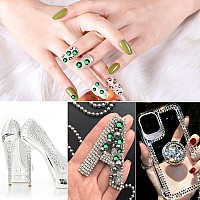 Jollin 3456Pcs Flatback Rhinestones Glass Charms Diamantes Gems Stones For Nail Art 6 Size Ss4Ss12 Dark Green