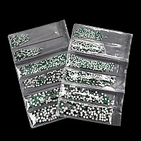 Jollin 3456Pcs Flatback Rhinestones Glass Charms Diamantes Gems Stones For Nail Art 6 Size Ss4Ss12 Dark Green