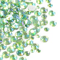 Jollin 3456Pcs Flatback Rhinestones Glass Charms Diamantes Gems Stones For Nail Art 6 Size Ss4Ss12 Light Green Ab