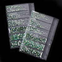 Jollin 3456Pcs Flatback Rhinestones Glass Charms Diamantes Gems Stones For Nail Art 6 Size Ss4Ss12 Light Green Ab