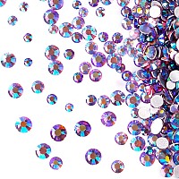 Jollin 3456Pcs Flatback Rhinestones Glass Charms Diamantes Gems Stones For Nail Art 6 Size Ss4Ss12 Light Purple Ab