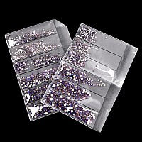 Jollin 3456Pcs Flatback Rhinestones Glass Charms Diamantes Gems Stones For Nail Art 6 Size Ss4Ss12 Light Purple Ab